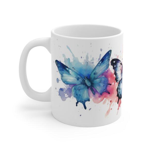 Bunte Schmetterlinge Aquarell Tasse - Farbenfroher Becher für Natur- und Schmetterlingsliebhaber