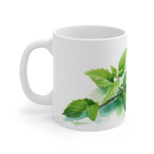 Erfrischende Minze Aquarell Tasse – Ideal für Teeliebhaber und Naturfreunde