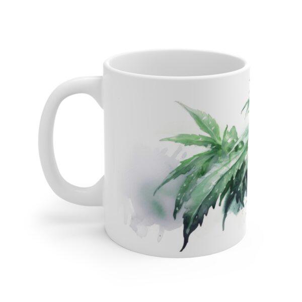 Cannabis Aquarell Becher - Hanfpflanze Design für Botanik-Liebhaber und Naturfreunde