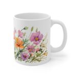 Weiße Keramik Tasse mit Mohnblumen - Aquarell Design für Blumenliebhaber