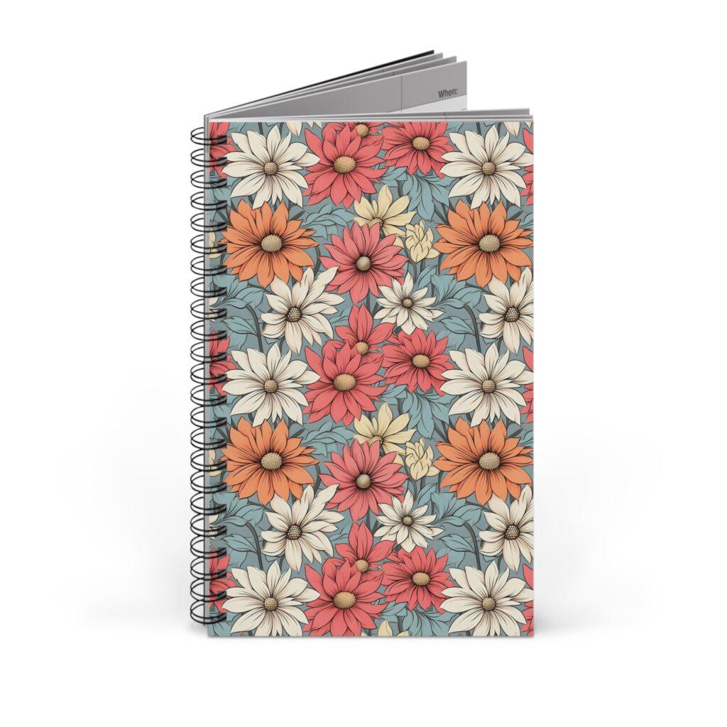 Buntes Blumenmuster Notizbuch &ndash; Aquarell-Design f&uuml;r kreative Notizen und Planungen