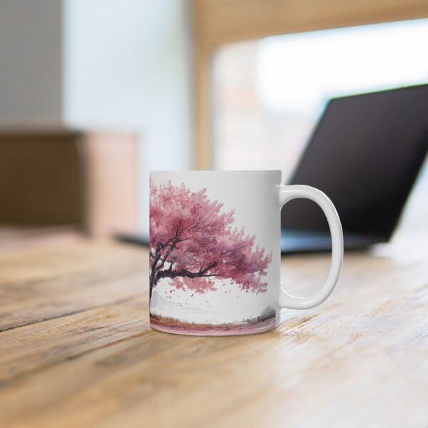 Japanischer Kirschbaum Aquarell Becher aus Keramik – Handgefertigte Designs für Teeliebhaber