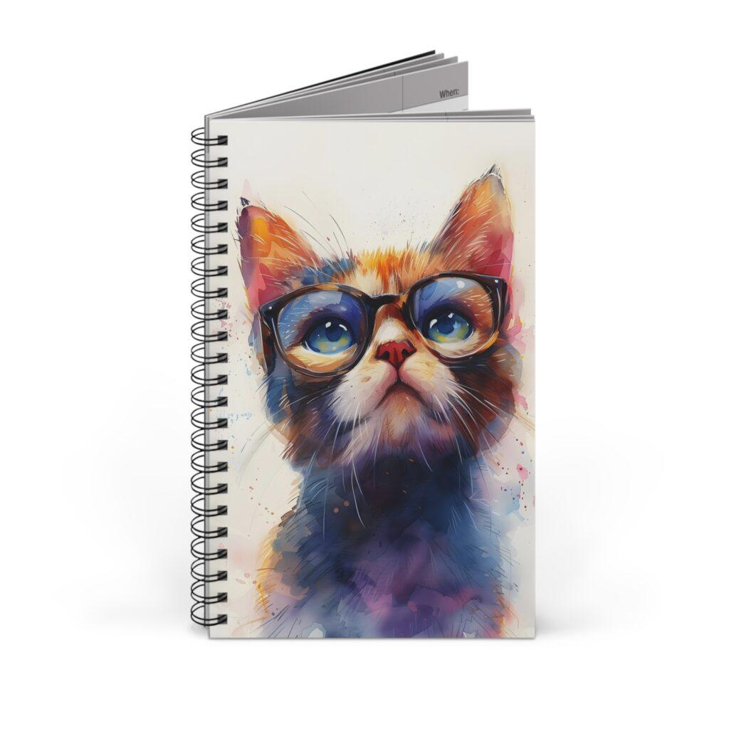 S&uuml;&szlig;e Katze Aquarell Notizbuch - Blanko, liniiertes, punktgrid und Planer-Design