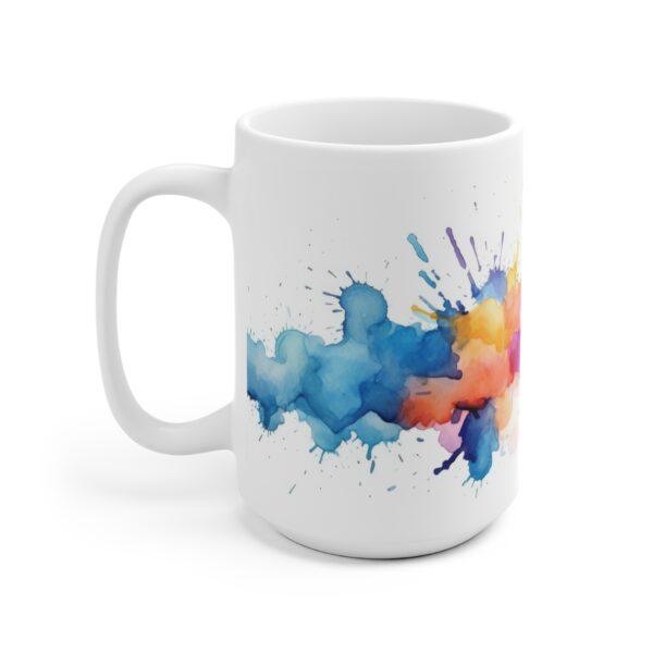 Künstlerische Aquarell Tasse mit abstrakten Wasserfarbenklecksen – Perfekt für Kreative und Kunstliebhaber