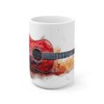 Rote Akustik Gitarre Keramik Kaffeetasse - Geschenk für Musiker und Musikliebhaber