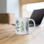 Aquarell Pflanzen Kaffeetasse - Bedruckte Geschenkidee mit Blumenmotiv