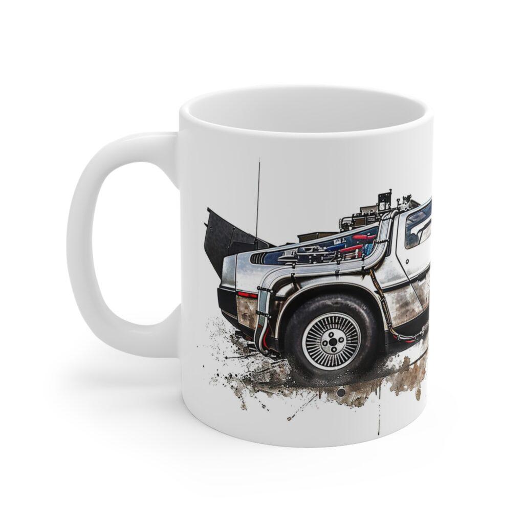 DeLorean Aquarell Tasse - Cooles Design f&uuml;r Filmfans und Sci-Fi-Liebhaber