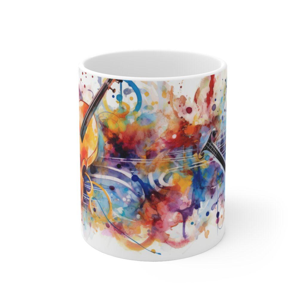"Personalisierte Kaffeetasse mit Aquarell Musiknoten &ndash; Ideales Geschenk f&uuml;r Musikliebhaber"