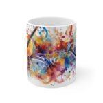 "Personalisierte Kaffeetasse mit Aquarell Musiknoten – Ideales Geschenk für Musikliebhaber"