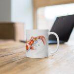 Weiße Kaffeetasse mit Koi Fisch Aquarell-Print | Ideal für Koi- und Fischliebhaber als Geschenk