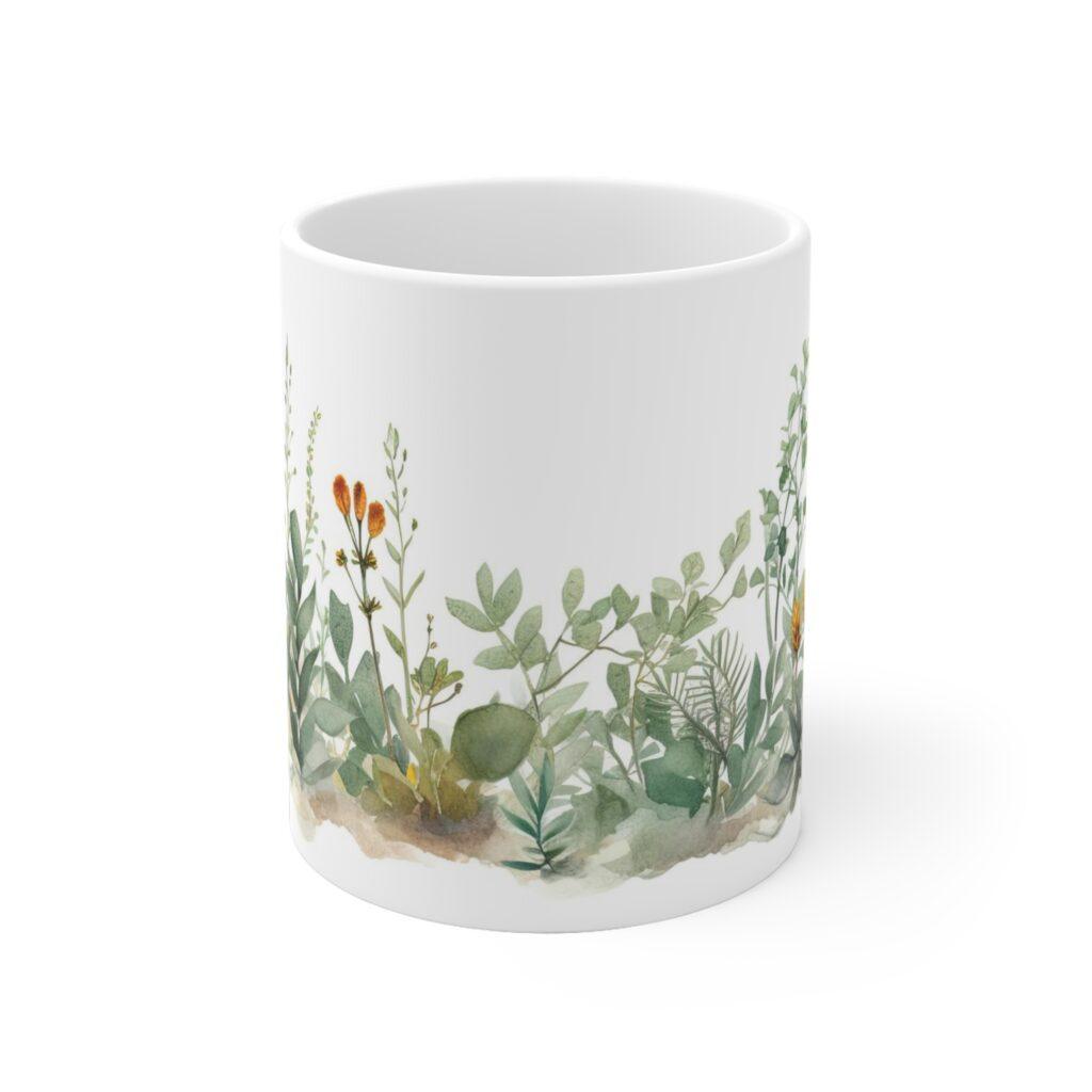 "Personalisierte Kaffeetasse mit Aquarell Pflanzen-Motiv &ndash; Ideales Geschenk f&uuml;r Blumenliebhaber"