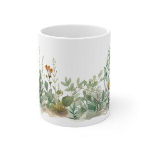 "Personalisierte Kaffeetasse mit Aquarell Pflanzen-Motiv – Ideales Geschenk für Blumenliebhaber"