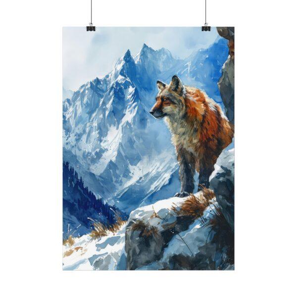 Aquarell Poster "Riesen Fuchs in Bergen" – Mystische Naturkunst für jeden Raum