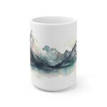 Bedruckte Geschenktasse mit Aquarell Landschaft - Alpen Berge Kaffeetasse für Natur-Liebhaber