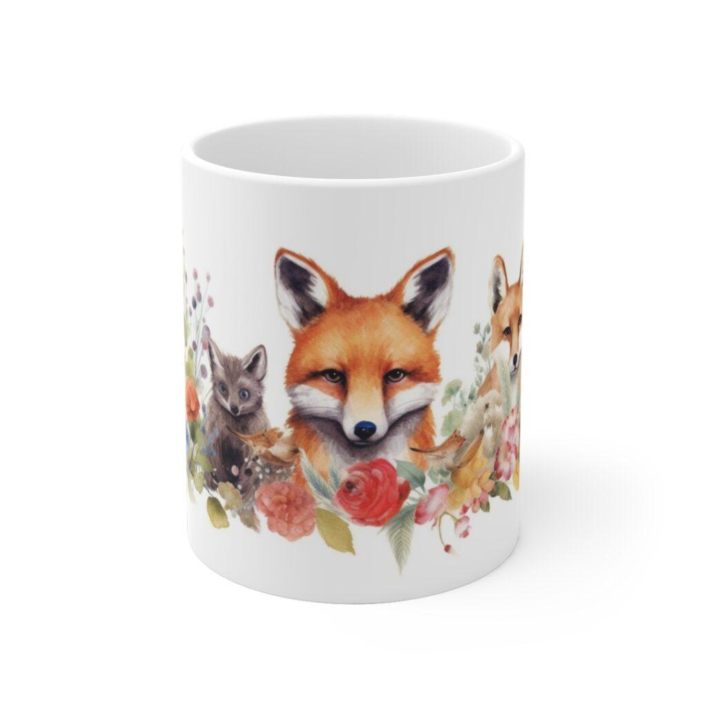 Aquarell-Tasse mit Waldtieren und Blumen &ndash; Perfektes Geschenk f&uuml;r Kinder