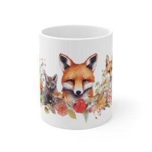 Aquarell-Tasse mit Waldtieren und Blumen – Perfektes Geschenk für Kinder