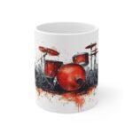 Keramiktasse mit Drumset Aquarell Design - Ideal für Musikliebhaber