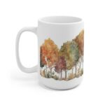 Herbstliche Laubbaum Tasse aus Keramik - Aquarell Design in Naturfarben