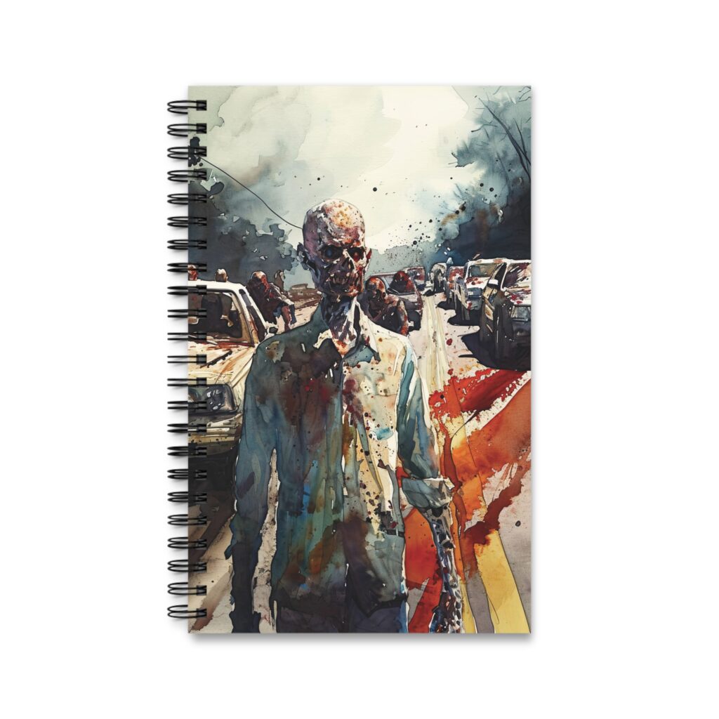 Zombie Horde Aquarell Ringjournal &ndash; Auswahl: Blanko, Punktraster, Liniert, Aufgaben &ndash; Kreatives Notizbuch