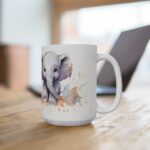 Weiße Keramiktasse mit Elefantenkindern im Aquarellstil – Perfektes Geschenk für Tierliebhaber und Kinder