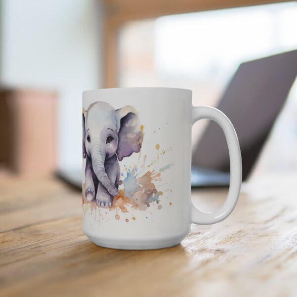 Weiße Keramiktasse mit Elefantenkindern im Aquarellstil – Perfektes Geschenk für Tierliebhaber und Kinder