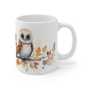 Kinderfreundliche Aquarell Eulen Tasse - Bunter Becher für Naturfreunde