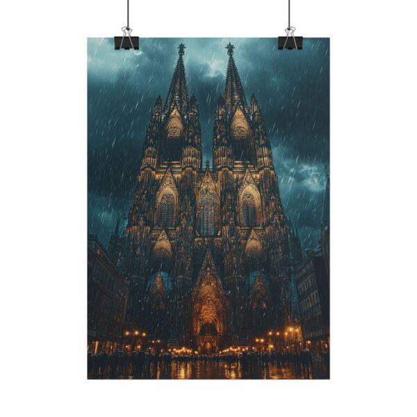 Aquarell-Kunstposter Kölner Dom im Regen – Verschiedene Größen verfügbar