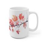 Ahornzweig Tasse – Aquarell Keramikbecher mit Naturmotiv für herbstliche Genussmomente