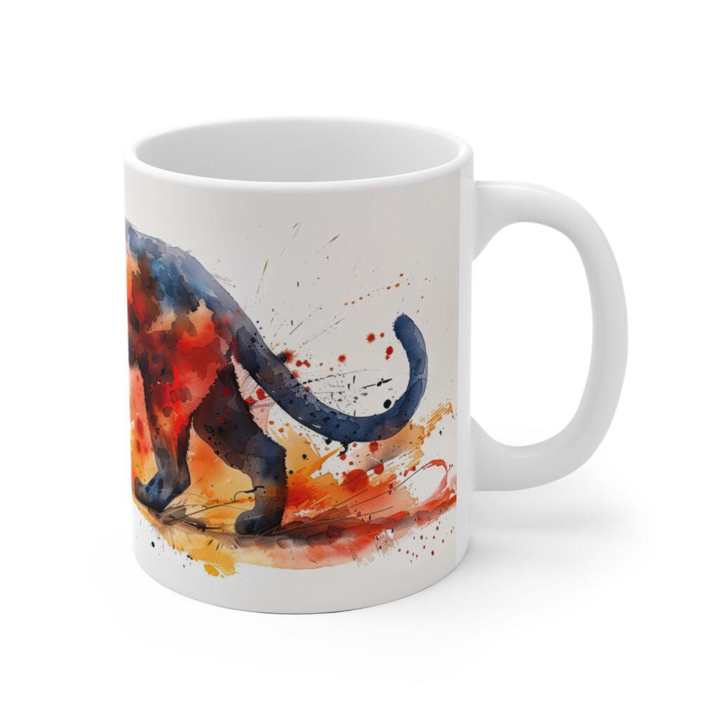 Panther Keramikbecher mit Aquarelldesign - Ideal f&uuml;r jeden Anlass