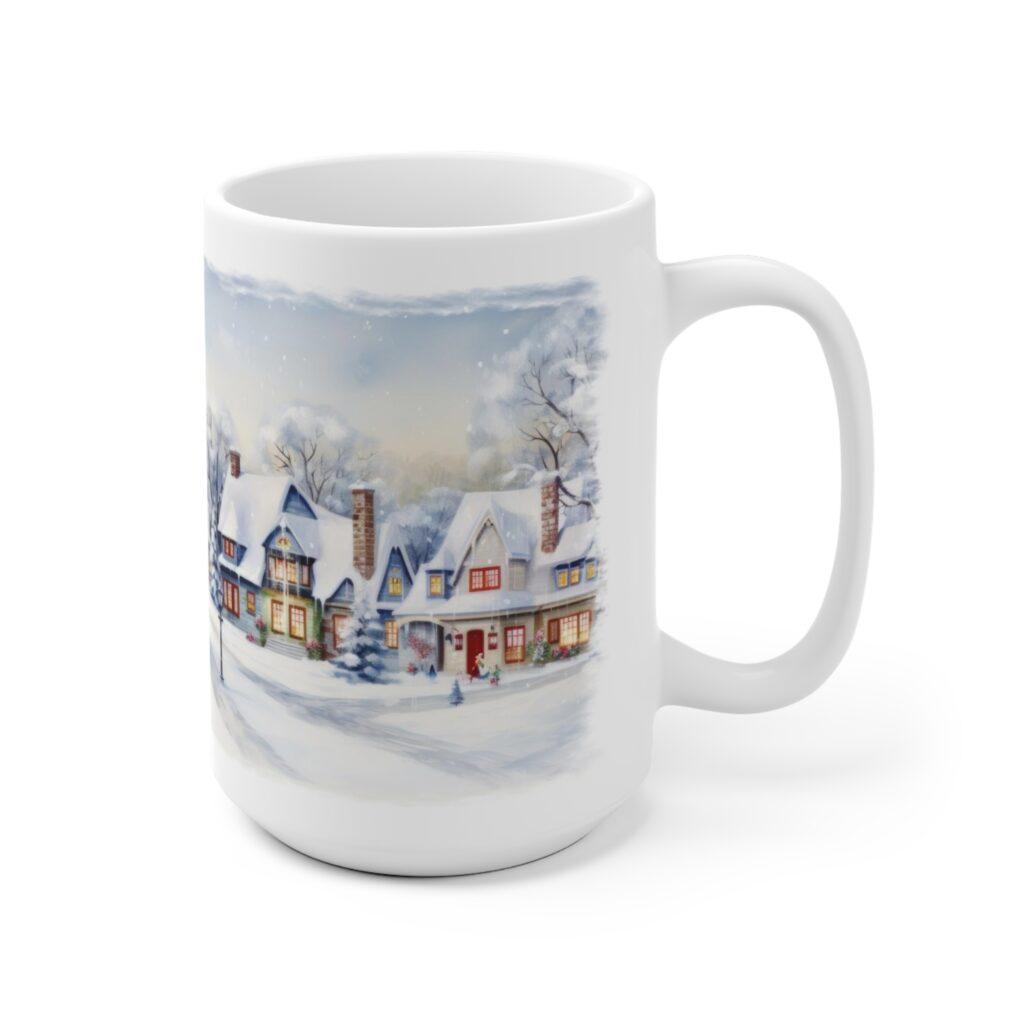 Winterdorf Aquarell Tasse - Gem&uuml;tliche Keramiktasse f&uuml;r die kalte Jahreszeit