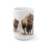 Bison Aquarell Tasse - Wildtier Becher für Natur- und Tierliebhaber