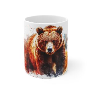 Bunte Aquarell Grizzly Bär Tasse aus Keramik – Perfekte Geschenkidee für Kaffee- und Teeliebhaber