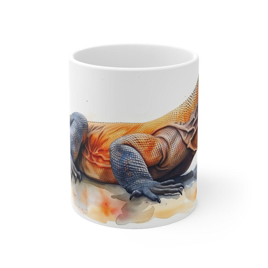 Komodo Drachen Aquarell Keramik Becher &ndash; Tierkunst f&uuml;r jeden Anlass