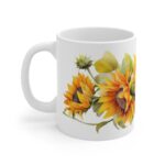 Sonnenblumen Aquarell Tasse - Farbige Blumentasse für Blumenliebhaber und Naturfreunde