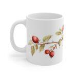 Hagebutten Tasse - Aquarell Wildfrucht Becher für Teeliebhaber - Naturinspirierte Keramiktasse aus hochwertigem Material