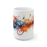 Abstrakte Musiknoten Tasse im Aquarellstil – Becher für Musikliebhaber und Kreative