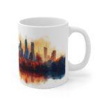 Cyberpunk Kaffeetasse mit Aquarell Stadtmotiv – Futuristisches Design für Sci-Fi Enthusiasten