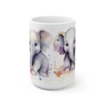 Weiße Keramiktasse mit Elefantenkindern im Aquarellstil – Perfektes Geschenk für Tierliebhaber und Kinder