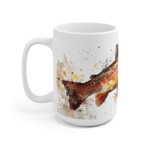 Aquarell Tasse mit Forellenmotiv - Idealer Becher für Angler und Naturfreunde