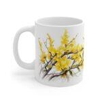 Weiße Keramik Tasse im Aquarell-Design - Ideales Geschenk für Blumenliebhaber