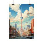 "Tokyo Tower Poster – Moderne Vektor-Kunst für urbanes Flair"