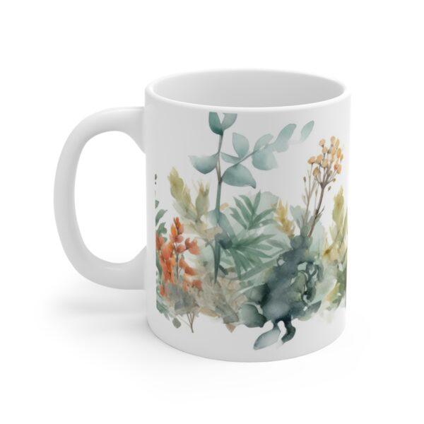 "Personalisierte Kaffeetasse mit Aquarell-Pflanzenmotiv – Perfektes Geschenk für Pflanzenfreunde"