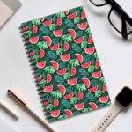 Aquarell Pflanzenmuster Notizbuch - Melone, Farn und Monstera - Blanko, Liniert, Punktraster und Planer