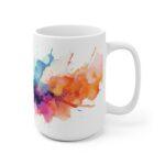 Künstlerische Aquarell Tasse mit abstrakten Wasserfarbenklecksen – Perfekt für Kreative und Kunstliebhaber