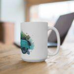 Aquarell-Tasse mit klassischem DDR Moped Schwalbe Retro Zweirad Illustration