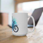 East German DDR Moped Mug Classic Duo Schwalbe Motorcycle Art, Retro Watercolor Coffee Cup