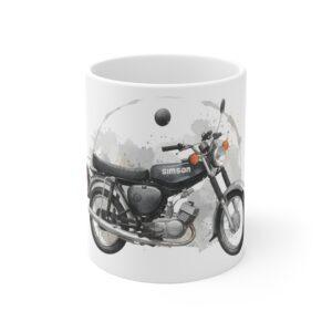 intage East German Moped Mug Classic S50 S51 Style Motorcycle Art, Retro Watercolor Coffee Cup