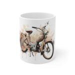 Vintage DDR SR2 Moped Mug Classic East German Motorcycle Art, Retro Watercolor Coffee Cup