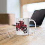 Aquarell-Tasse mit klassischem DDR Moped Schwalbe Retro Zweirad Illustration