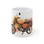 DDR Retro Moped Coffee Mug Classic East German Motorcycle Illustration S50, S51, Vintage Bike Art Cup